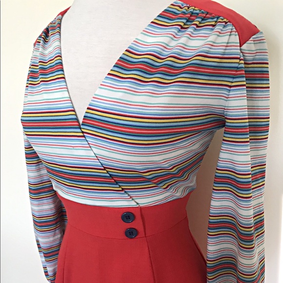 Vintage 70’s Rainbow Retro Fit and Flare dress - Picture 4 of 5